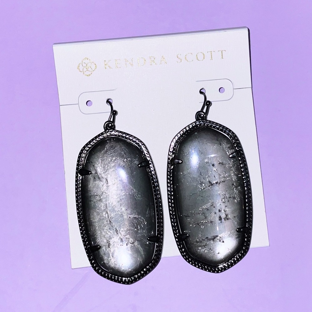 HTF Mirror Rock Crystal Danielle Earrings in Gunmetal